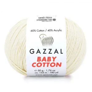 Пряжа Gazzal Baby Cotton 3437 (слоновая кость)
