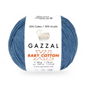 Пряжа Gazzal Baby Cotton XL 3431XL (темный джинс)