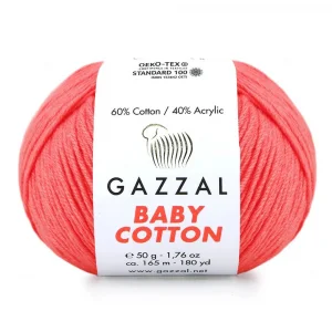 Пряжа Gazzal Baby Cotton 3460 (розовый леденец)