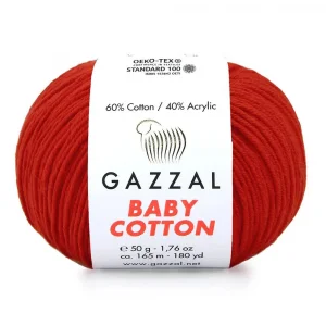 Пряжа Gazzal Baby Cotton 3443 (красный)