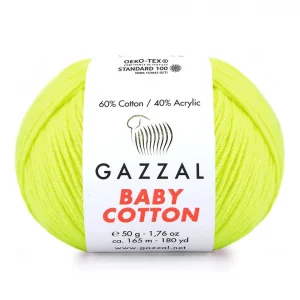 Пряжа Gazzal Baby Cotton 3462 (зеленый неон)