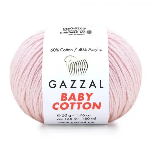 Пряжа Gazzal Baby Cotton 3411 (светло-розовый)