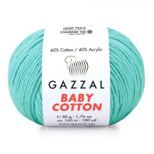 Пряжа Gazzal Baby Cotton 3452 (светлая бирюза)