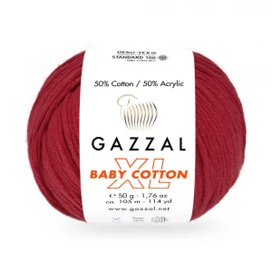 Пряжа Gazzal Cotton XL 3439XL (алый)