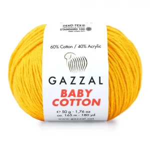 Пряжа Gazzal Baby Cotton 3417 (темно-желтый)