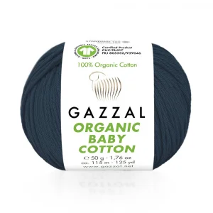 Пряжа Gazzal Organic Baby Cotton 437 (темный джинс)
