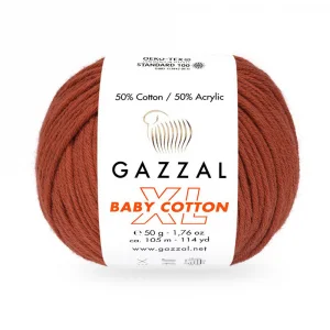 Пряжа Gazzal Cotton XL 3453XL (красно-коричневый)