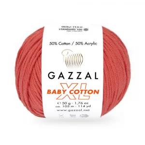 Пряжа Gazzal Baby Cotton XL 3418XL (коралловый)